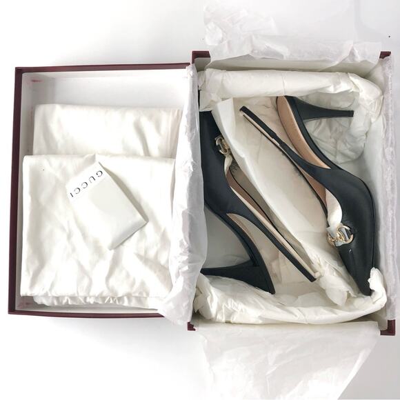 NIB Gucci Horsebit Slingback 100mm Pointed Toe Pumps 39 - Picture 9 of 10